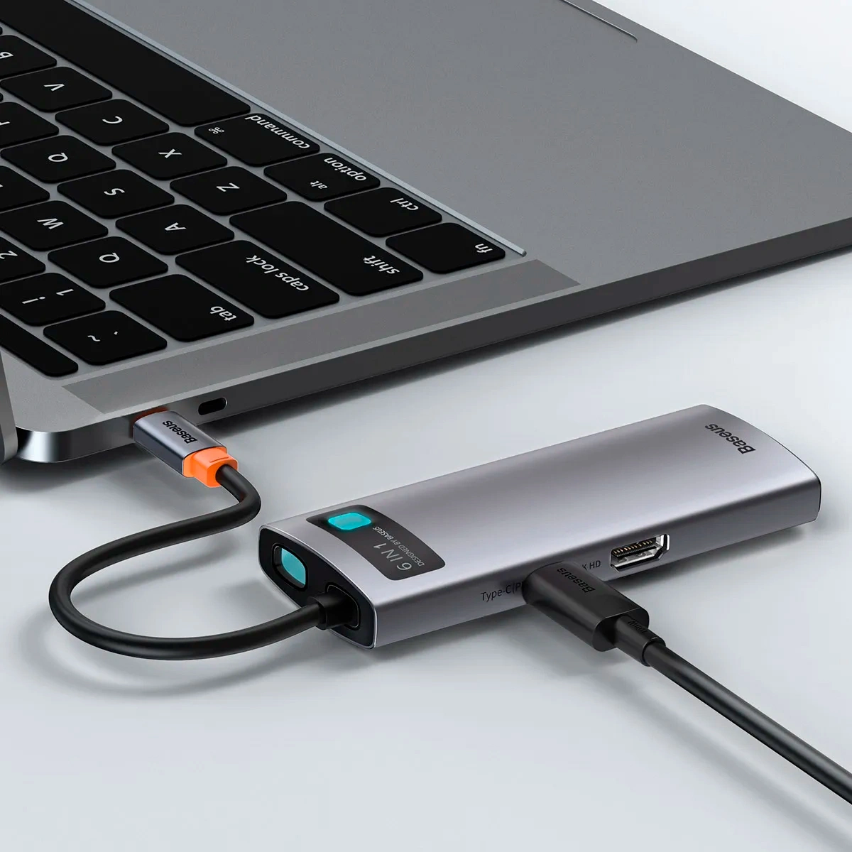 Хаб Baseus Metal Gleam Series 6-in-1, Space grey (CAHUB-CW0G). Фото 7