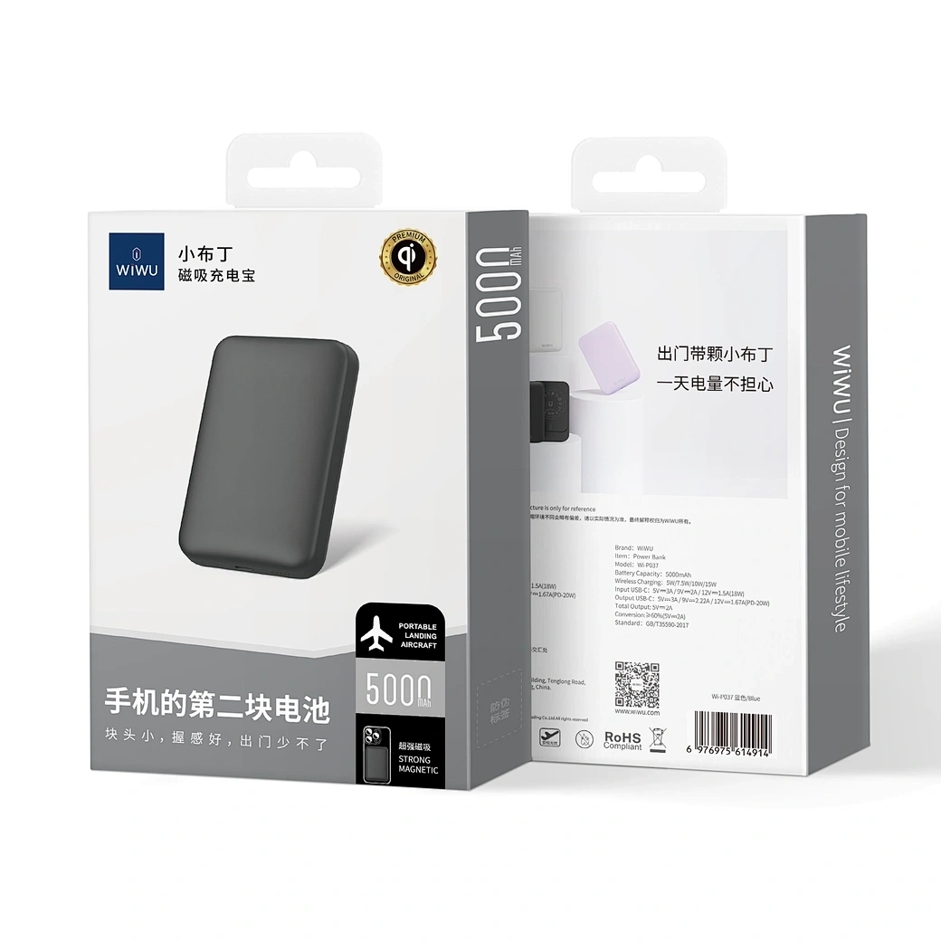 Внешний аккумулятор Wiwu Magnetic Wi-P037 5000mAh, Чёрный. Фото 2