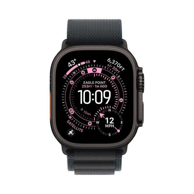 Apple Watch Ultra 3 (2025) GPS+Cellular 49mm, Black Titanium ремешок "Black Alpine Loop" S 130-160 mm (MF0Q4). Фото 2