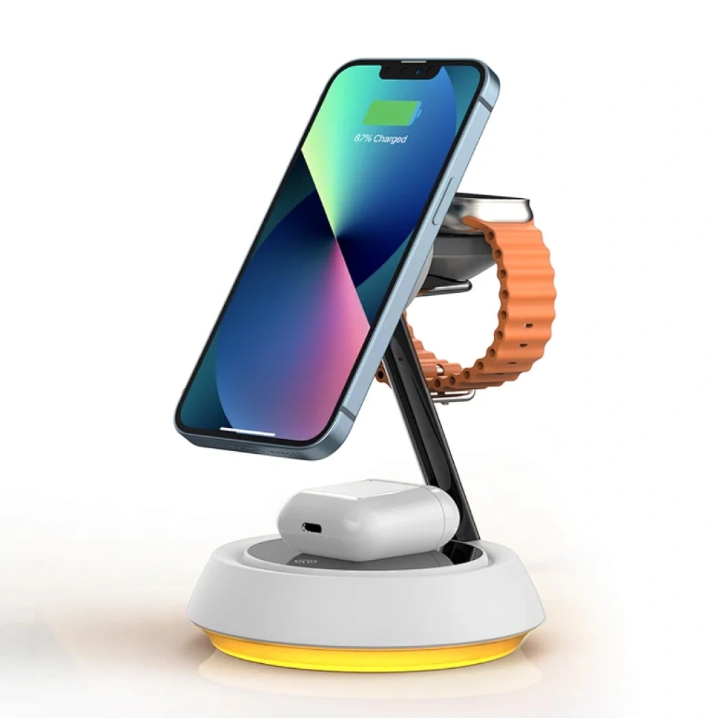 Беспроводное зарядное устройство Wiwu Power Air 3in1 Wireless Charger Wi-W002 15W, Белый. Фото 3