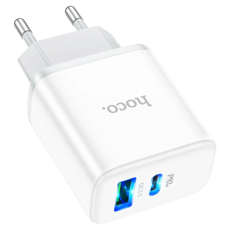 Сетевое зарядное устройство Hoco C105A Stage PD20W+QC3.0, White. Фото 3