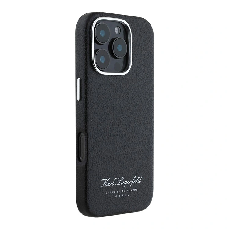 Накладка Lagerfeld для iPhone 16 Pro Max PU Full Wrapped Grained leather & Metal Camera Hard, Black (KLHCP16XPGWCMKHK). Фото 2