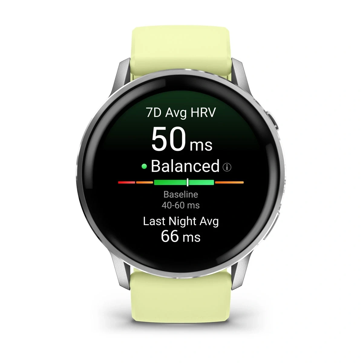Умные часы Garmin Venu 4 45мм Серебристые с лимонным силиконовым ремешком (010-03014-42). Фото 3