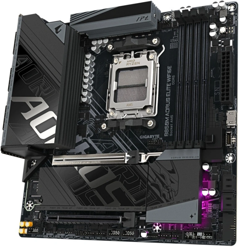 Материнская плата Gigabyte B850M AORUS ELITE WIFI6E (AM5, mATX). Фото 2
