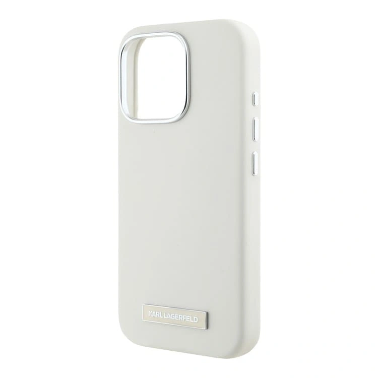 Накладка Lagerfeld для iPhone 16 Pro Full Wrapped Grained leather & Metal Camera Hard (MagSafe), Beige (KLHMP16LPGMSRPE). Фото 4