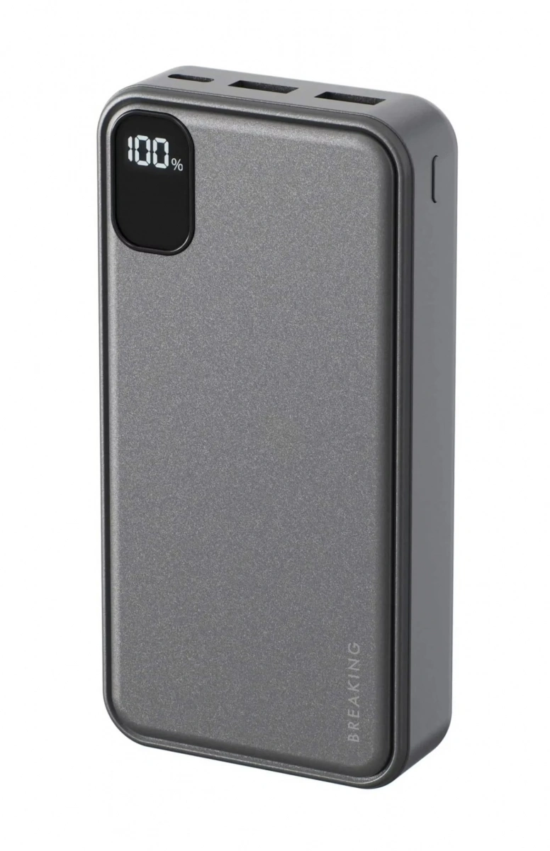 Внешний аккумулятор Breaking P217 20000 мАч + кабель USB-A - USB-C, Графит (27231). Фото 1