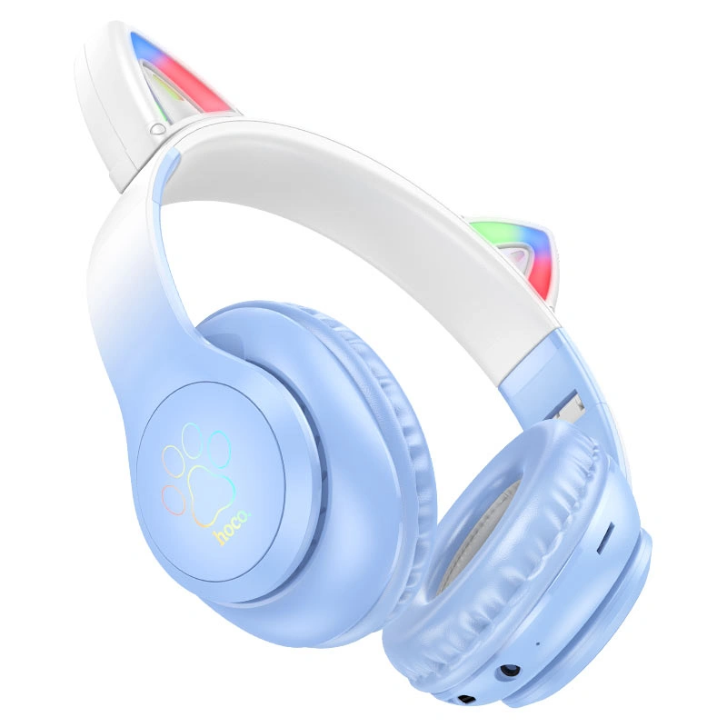Беспроводные наушники Hoco W42 Cat, Crystal blue. Фото 1