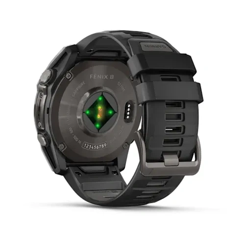 Умные часы Garmin Fenix 8 51mm, Sapphire, Carbon Gray DLC Titanium with Black/Pebble Gray Silicone Band. Фото 4