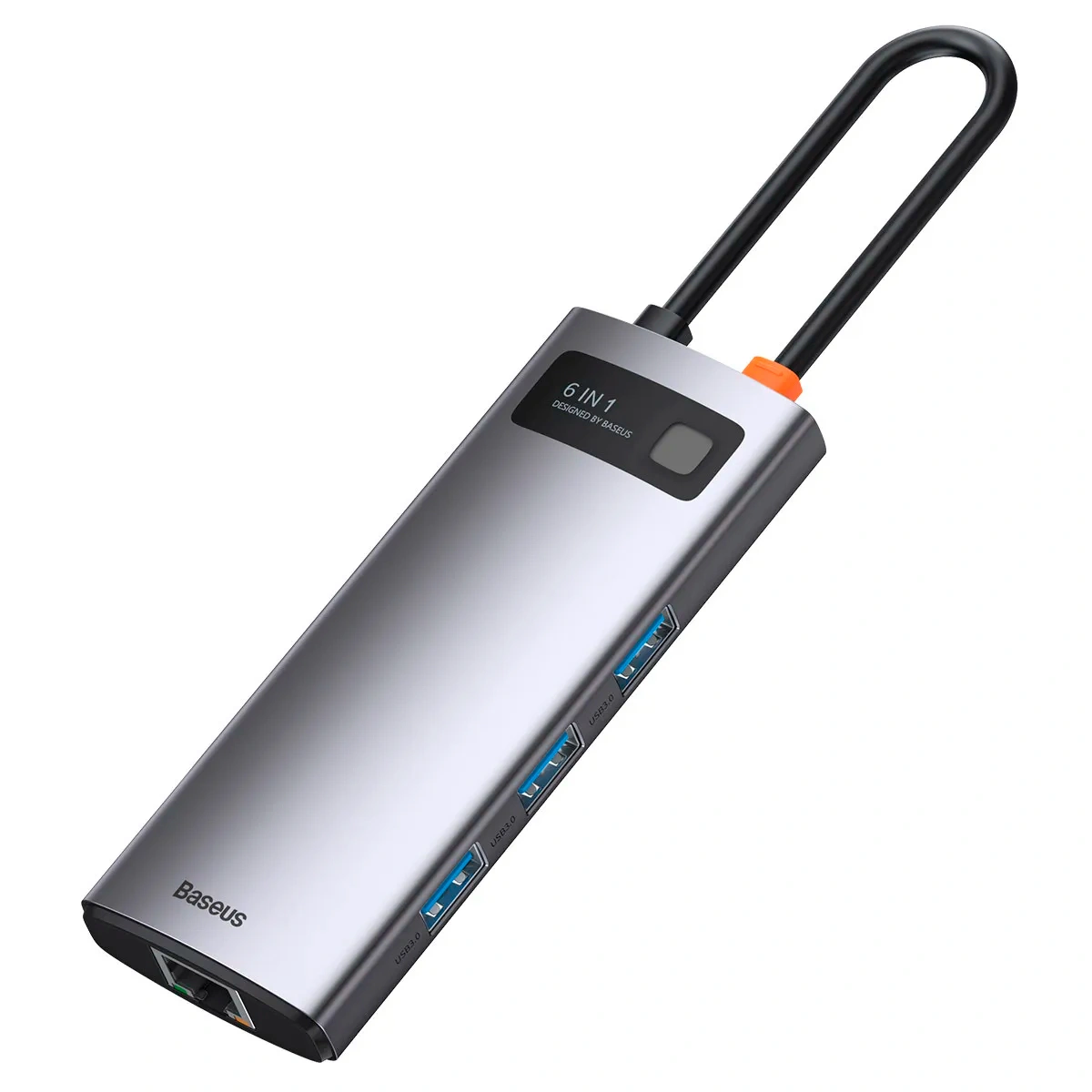 Хаб Baseus Metal Gleam Series 6-in-1, Space grey (CAHUB-CW0G). Фото 6