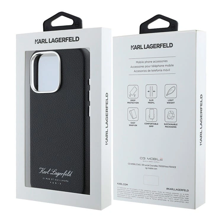 Накладка Lagerfeld для iPhone 16 Pro Full Wrapped Grained leather & Metal Camera Hard, Black (KLHCP16LPGWCMKHK). Фото 5
