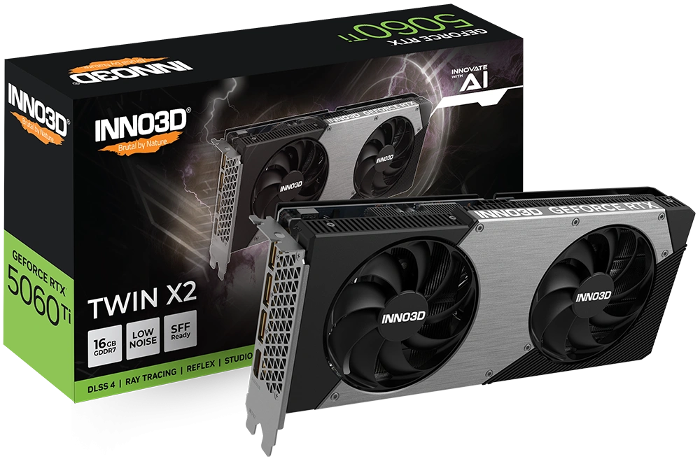 Видеокарта Inno3D GeForce RTX 5060 Ti TWIN X2 16Гб GDDR7 128 bit PCIe 5.0. Фото 7