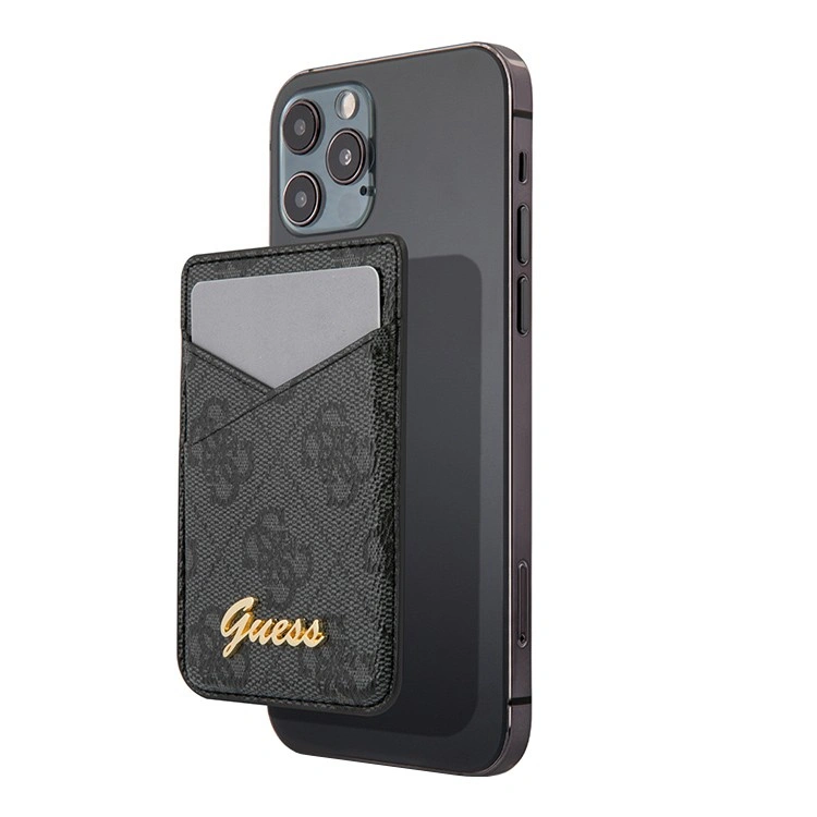 Чехол-бумажник Guess Wallet Cardslot Magsafe 4G Triangle logo, Black (GUWMS4GTLBK). Фото 1