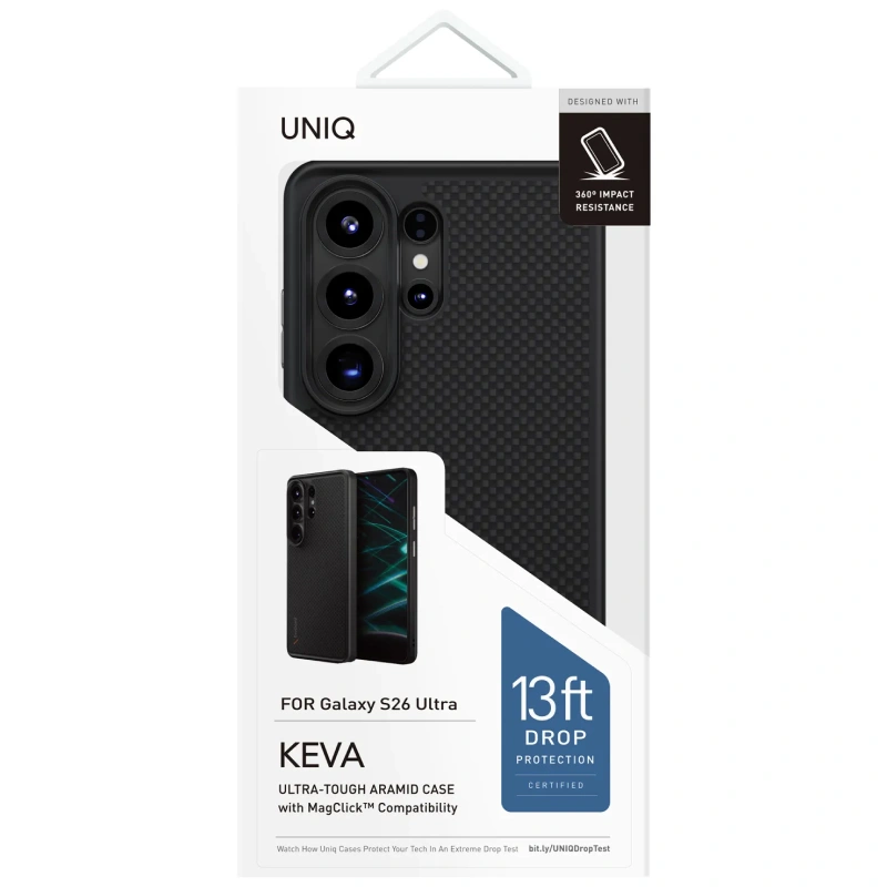 Накладка Uniq Keva Tough Aramid Protective (MagSafe) для Samsung Galaxy S26 Ultra, Black (GS26UHYB-KEVAMCBLK). Фото 3