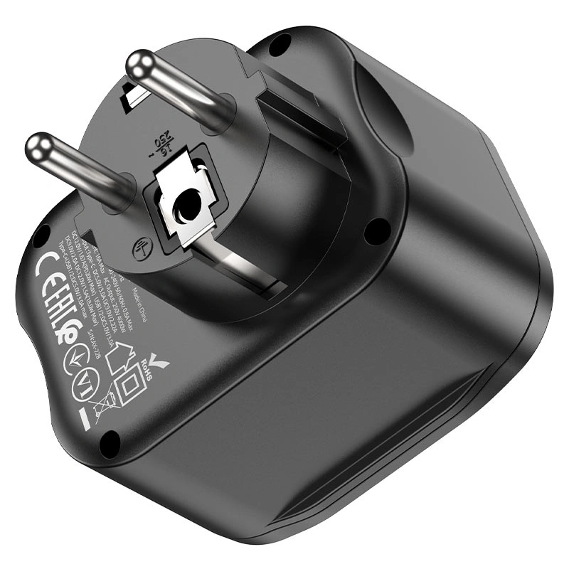 Сетевой фильтр Hoco NS3 2xUSB + 1 Bit QC3.0, 18W + Type-C PD20W, Чёрный. Фото 4