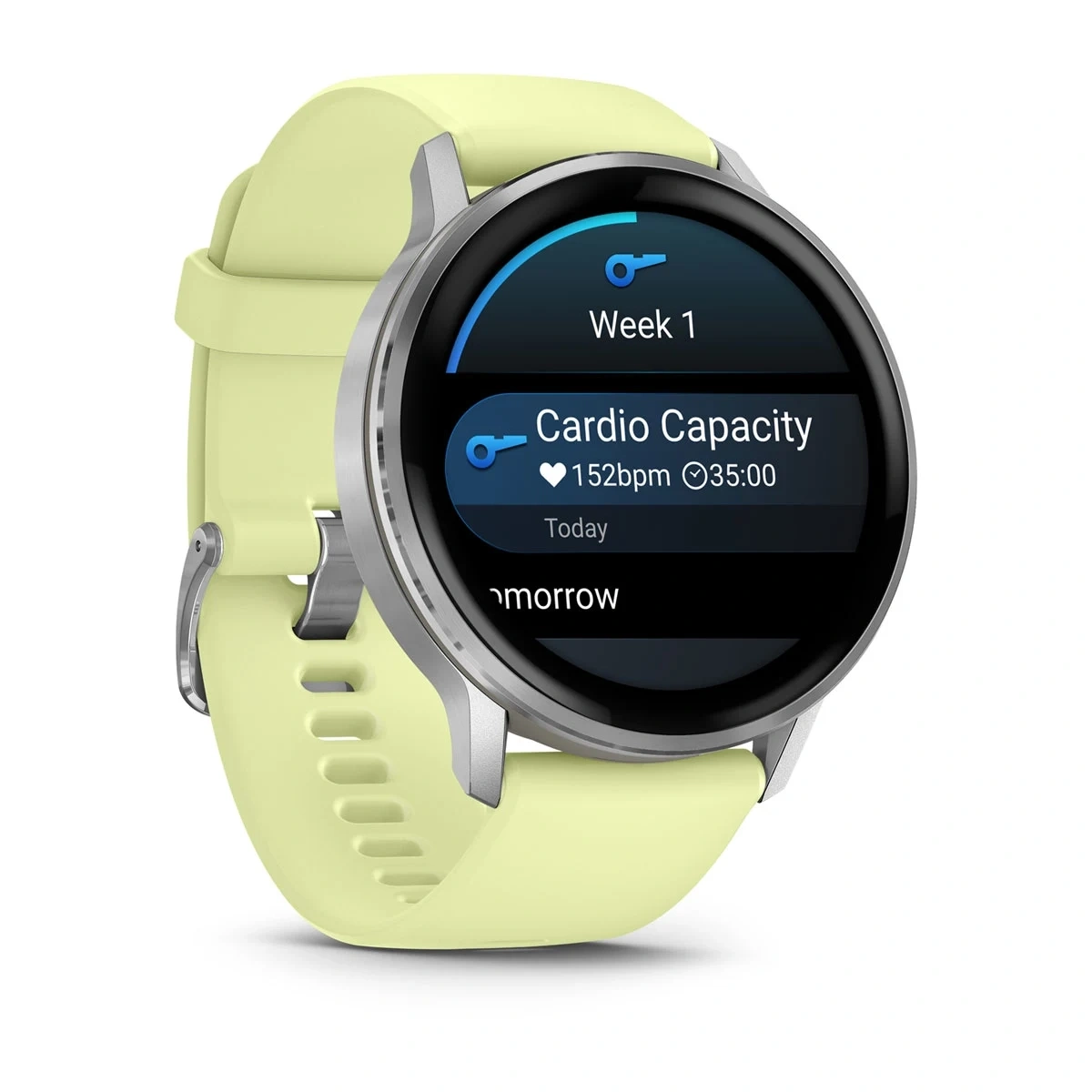 Умные часы Garmin Venu 4 45мм Серебристые с лимонным силиконовым ремешком (010-03014-42). Фото 2