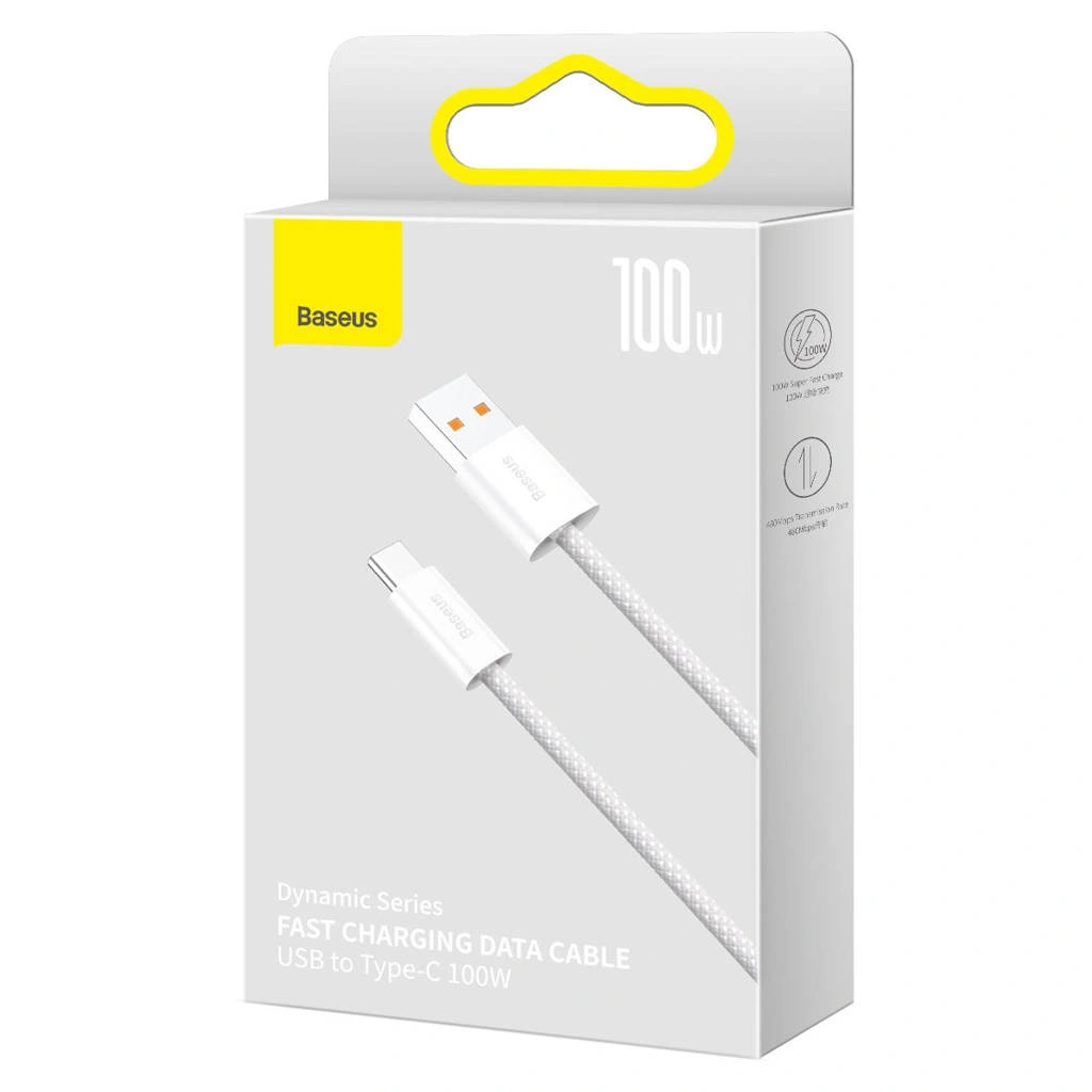 Кабель Baseus Dynamic Series Fast Charging Data Cable USB to Type-C 100Вт 2м, Белый (CALD000702). Фото 3