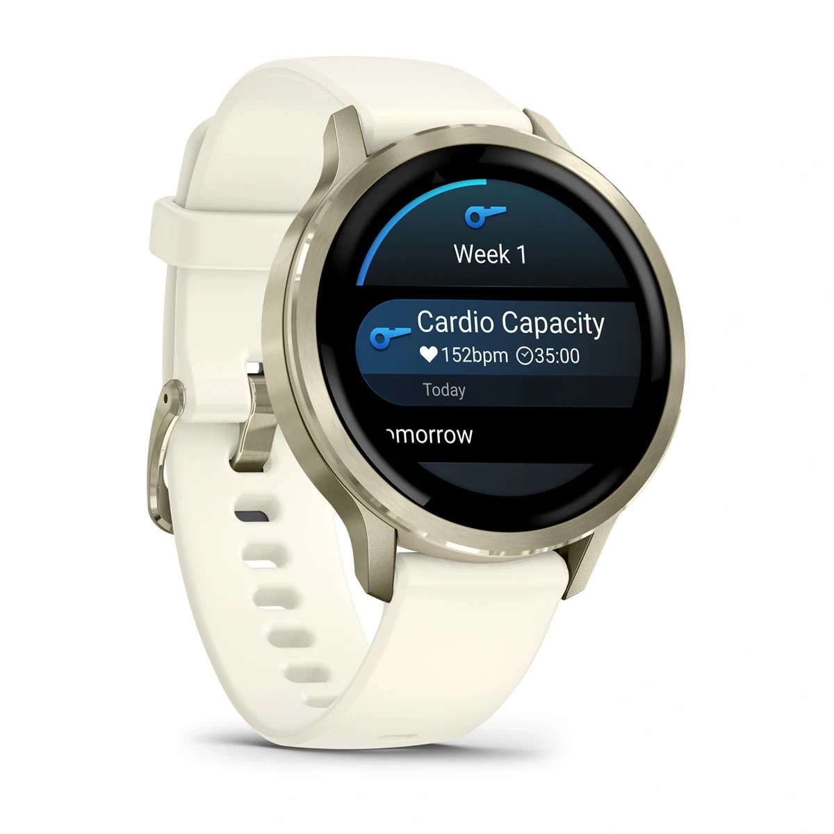 Умные часы Garmin Venu 4 41мм Лунно-золотистые с силиконовым ремешком цвета слоновой кости + кожаный ремешок песочного цвета (010-03013-03). Фото 5