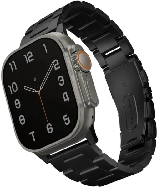 Ремешок Uniq для Apple Watch 44/45/46/49мм OSTA Steel Strap with Self-Adjustable Links, Black (49MM-OSTABLK). Фото 1