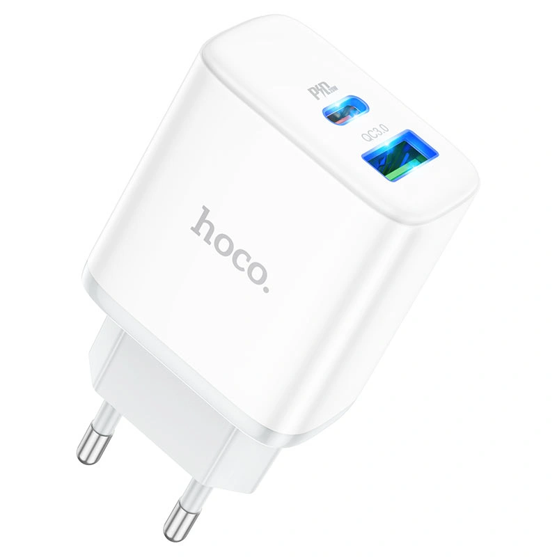 Сетевое зарядное устройство Hoco C105A Stage PD20W+QC3.0, White. Фото 1