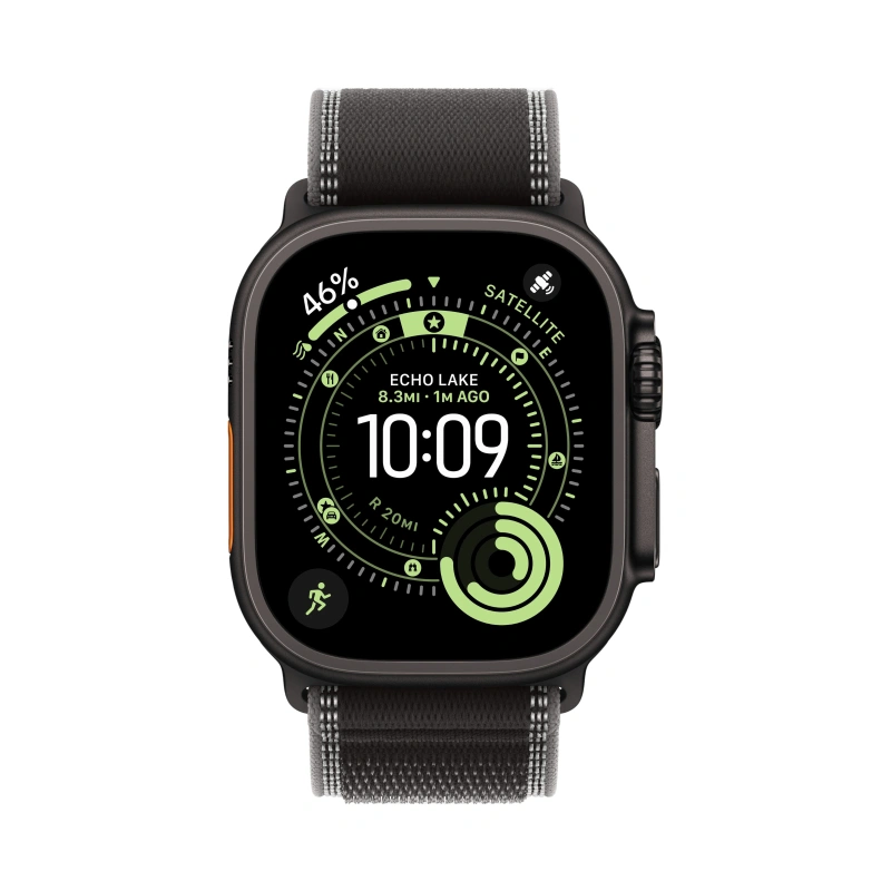 Apple Watch Ultra 3 (2025) GPS+Cellular 49mm, Black Titanium ремешок "Black/Charcoal Trail Loop" S/M 130-190 mm (MF1D4). Фото 2