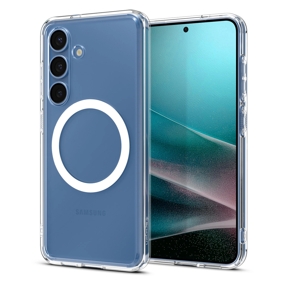Накладка Spigen Ultra Hybrid для Samsung Galaxy S25 (MagSafe), Прозрачный/Белый (ACS09002). Фото 1