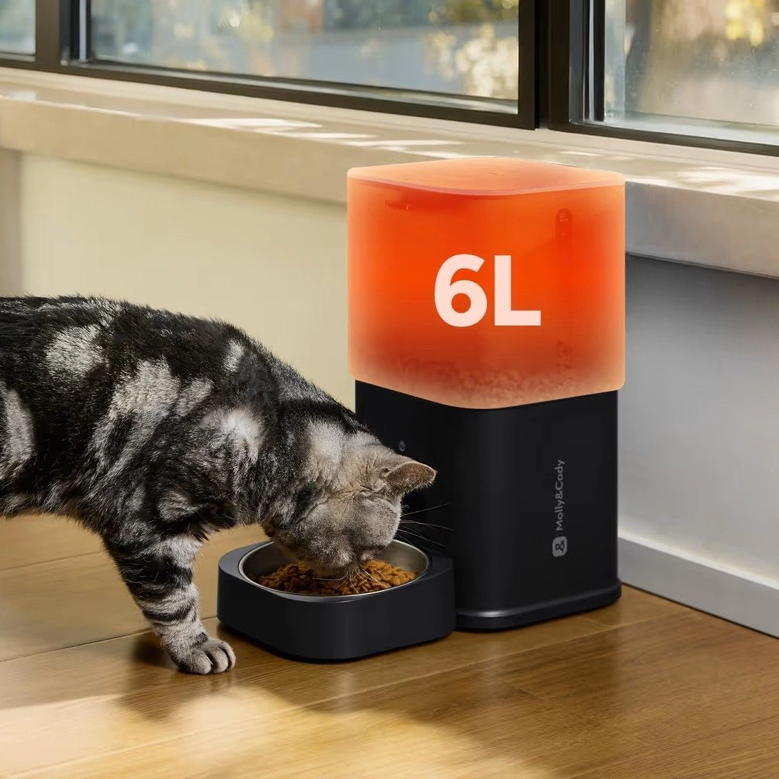 Умная кормушка для животных Molly&Cody Smart Feeder 6L Camera, Чёрный (FT-21C-B). Фото 3