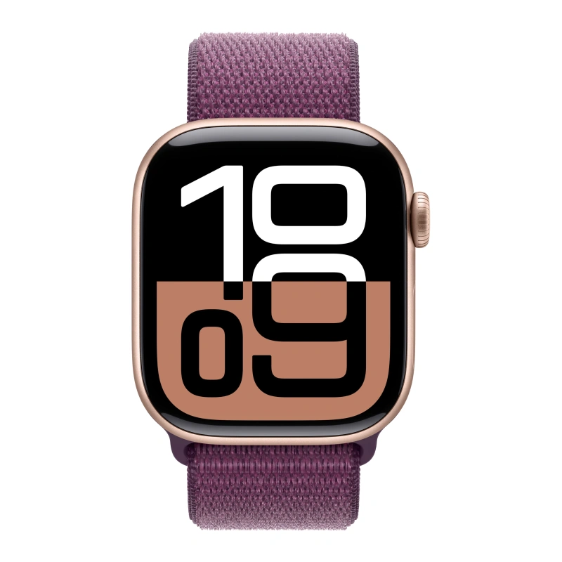 Apple Watch Series 10 LTE, 42 мм, алюминий цвета «розовое золото», спортивный браслет цвета "Plum" (MWXC3). Фото 2