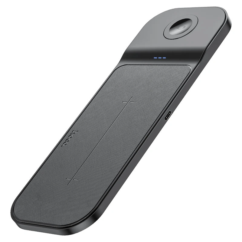 Беспроводное зарядное устройство Hoco CQ5 Step 3-in-1 (iWatch), Black. Фото 2