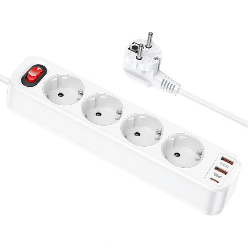 Сетевой фильтр Hoco NS1 Aura 4-Bit PD20W, Белый. Фото 1