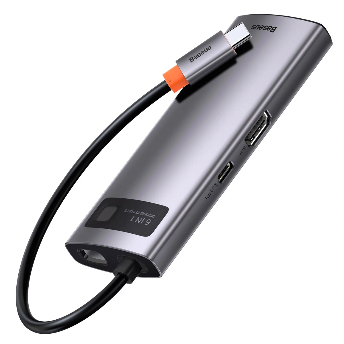 Хаб Baseus Metal Gleam Series 6-in-1, Space grey (CAHUB-CW0G). Фото 4