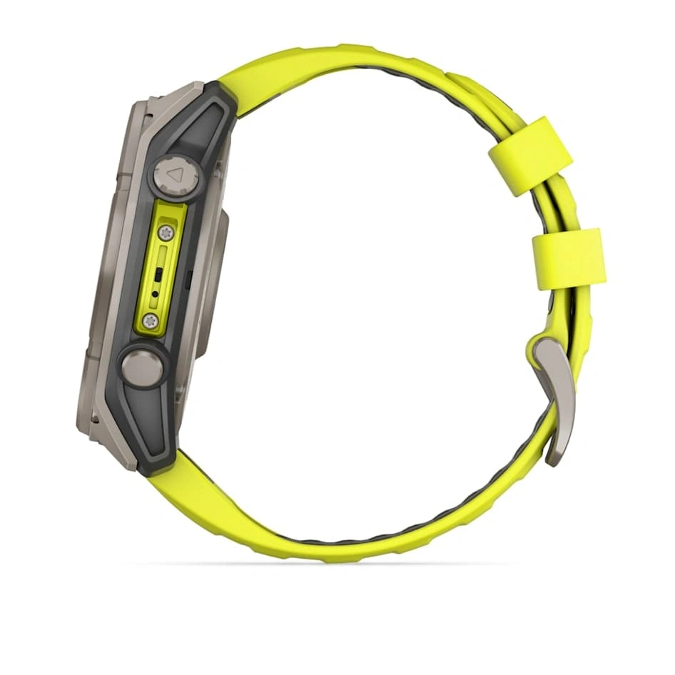 Умные часы Garmin Fenix 8 51mm, Solar, Sapphire, Titanium with Amp Yellow/Graphite Silicone Band. Фото 5