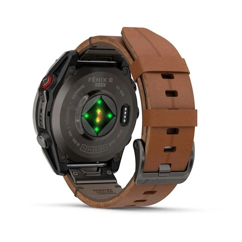 Умные часы Garmin Fenix 8 Pro 51mm, Amoled/Sapphire, Carbon Grey DLC Titanium wiht Chestnut Leather Band + Black/Pebble Gray Silicon Band (010-03199-40). Фото 5
