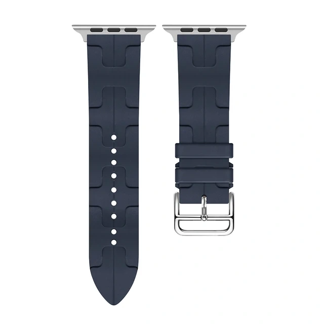 Ремешок для Apple Watch 38/40/41мм Silicone Ermes, Тёмно-синий. Фото 1