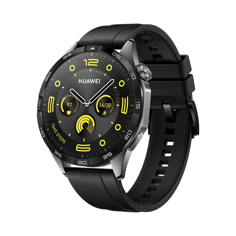 Умные часы Huawei Watch GT 4 46mm, Чёрный/Чёрный фторэластомеровый ремешок (PNX-B19). Фото 1