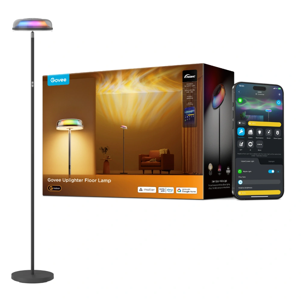 Умный светильник Govee Uplighter Floor Lamp, Чёрный (H60B0). Фото 2