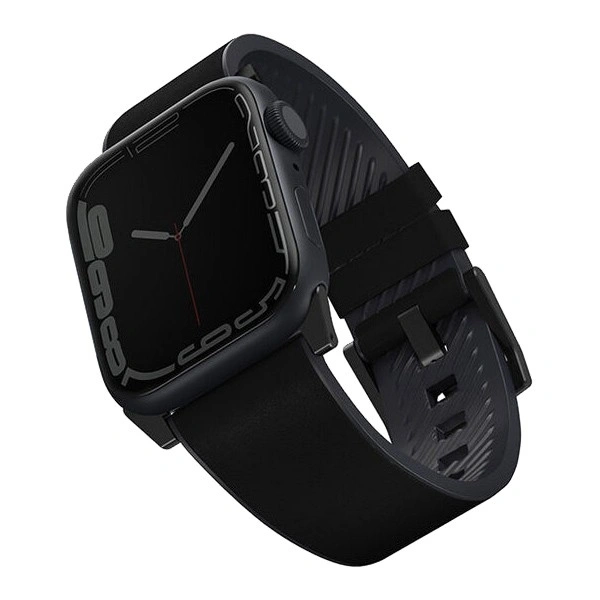 Ремешок Uniq Straden Waterproof Leather Hybrid Strap для Apple Watch 44/45/46/49мм, Чёрный (45MM-STRABLK). Фото 1