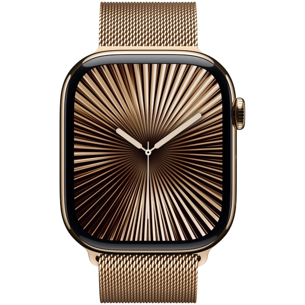 Apple Watch Series 10 GPS + Cellular, 46 мм, Gold Titanium, Миланская петля "Gold", размер S/M (MC7T4). Фото 2