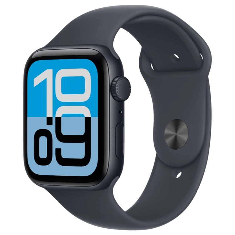 Apple Watch SE 3 2025, 44 мм, алюминий цвета "Midnight", Sport Band "Midnight" размер S/M (MEHN4). Фото 1