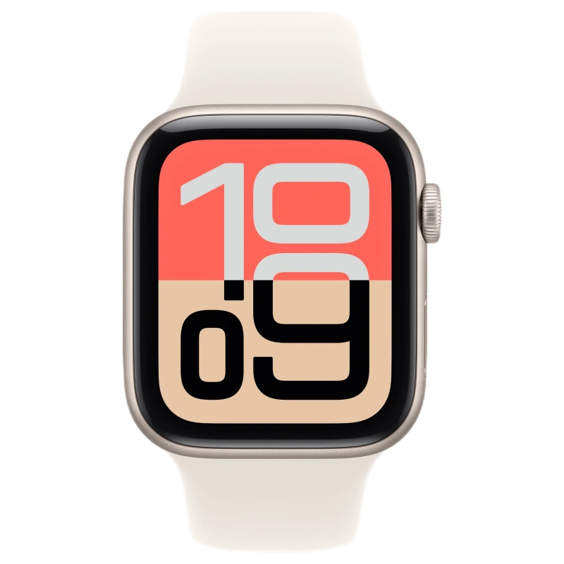 Apple Watch SE 3 2025, 44 мм, алюминий цвета "Starlight", Sport Band "Starlight", размер M/L (MEHJ4). Фото 2
