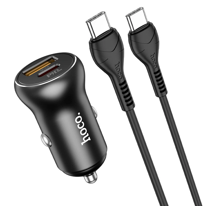 Автомобильное зарядное устройство Hoco NZ5 Smooth road PD30W+QC3.0, Black. Фото 2