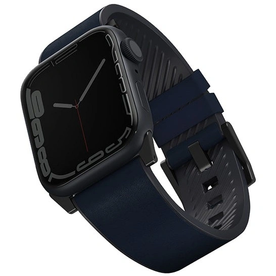 Ремешок Uniq Straden Waterproof Leather Hybrid Strap для Apple Watch 44/45/46/49мм, Синий (45MM-STRABLU). Фото 1