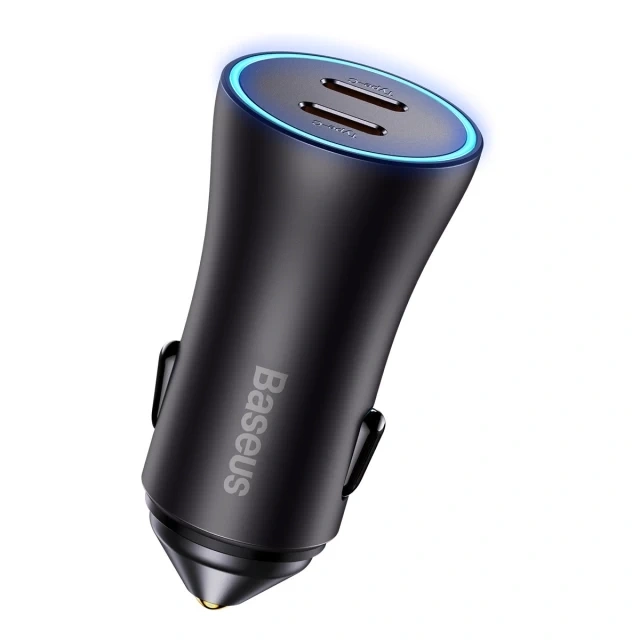 Автомобильное зарядное устройство Baseus Golden Contactor Pro Dual Fast Charger Car Charger C+C 40W Тёмно-серый (CGJP000013). Фото 2