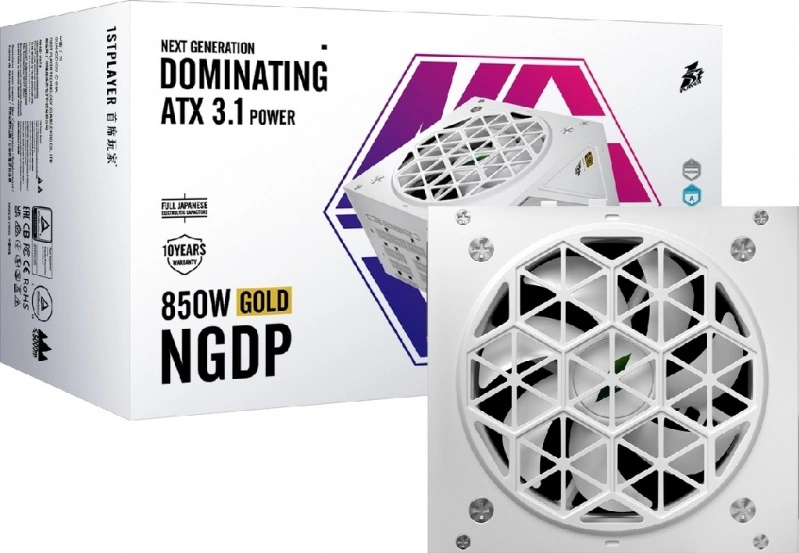 Блок питания 1STPLAYER NGDP GOLD 850W, Белый (HA-850BA4-WH). Фото 8
