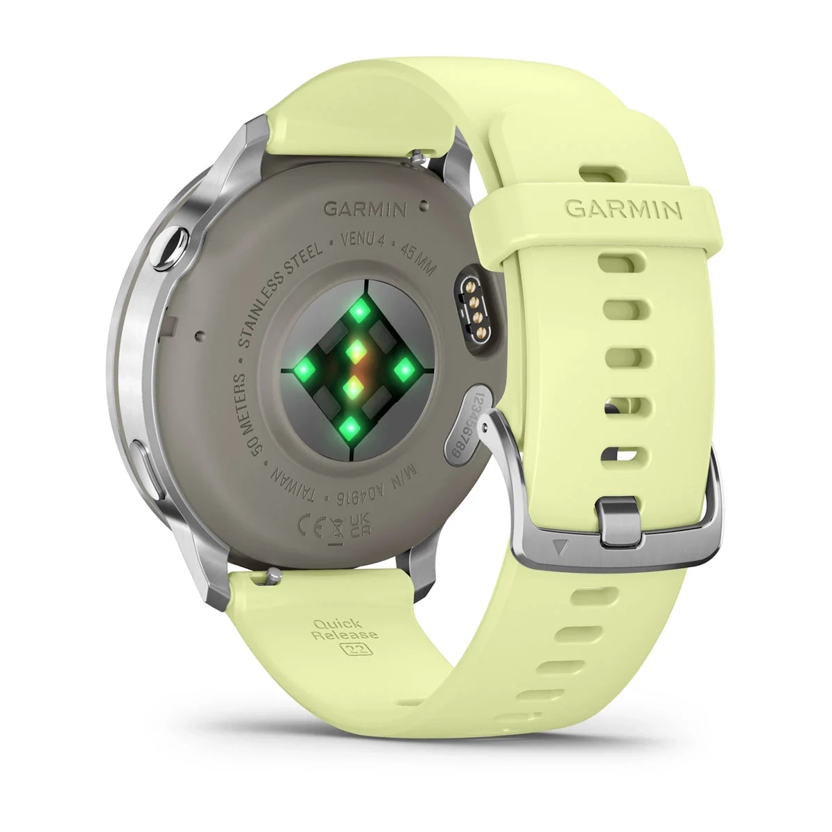 Умные часы Garmin Venu 4 45мм Серебристые с лимонным силиконовым ремешком (010-03014-42). Фото 6
