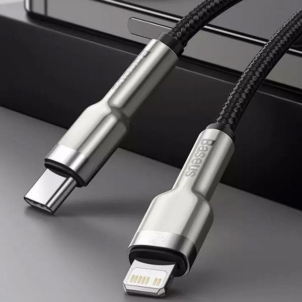 Кабель Baseus Cafule Series Metal Data Cable Type-C to iP PD 20Вт 1м, Чёрный (CATLJK-A01). Фото 4