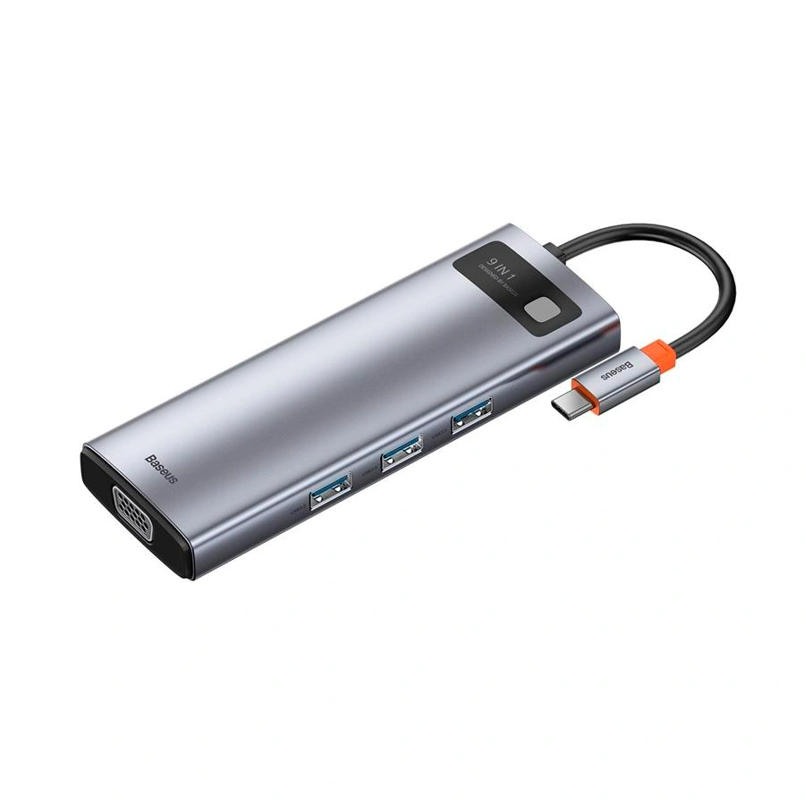 Хаб Baseus Metal Gleam Series 9-in-1, Space Grey (CAHUB-CU0G). Фото 2