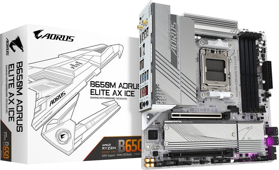Материнская плата Gigabyte B650M AORUS ELITE AX ICE (AM5, mATX). Фото 6