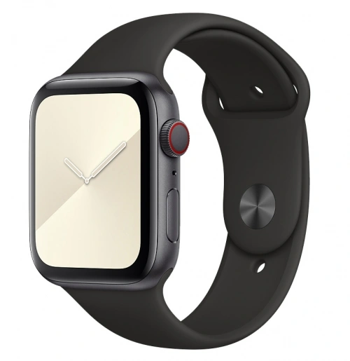 Ремешок силиконовый для Apple Watch 44/45/46/49мм, Чёрный. Фото 1