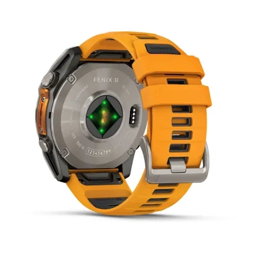 Умные часы Garmin Fenix 8 47mm, Sapphire, Titanium with Spark Orange/Graphite Silicone Band. Фото 6
