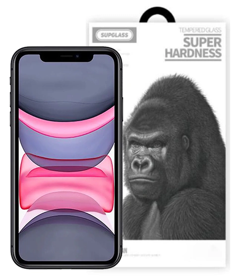 Защитное стекло SupGlass 3D XC-11 для iPhone 11/XR, Чёрное. Фото 1
